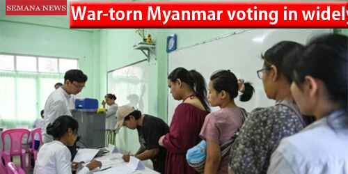 War-torn Myanmar voting in widely criticised 'sham' election